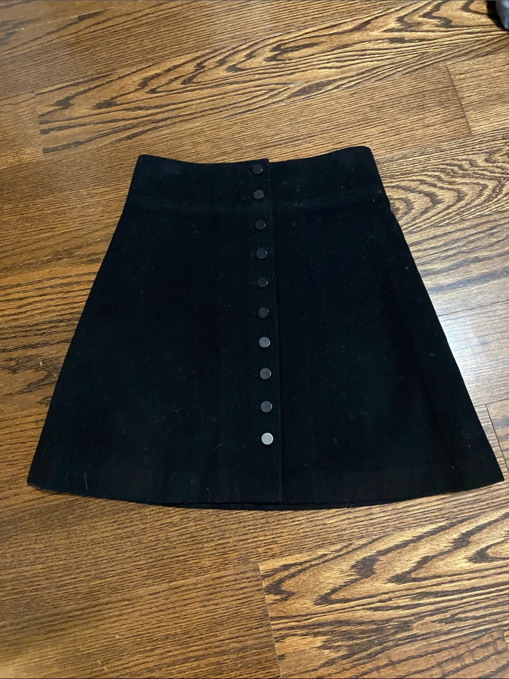 Club Monaco Black Button-Front Skater Skirt